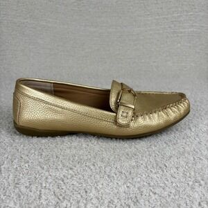 G.H. Bass & Co Shoes Womens 9M Gold Metallic Betsy Round Toe Slip On Loafer Flat